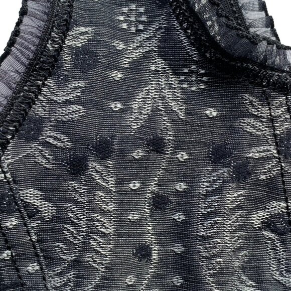 Black/Gray Metallic Brocade Cami-Corset Lace Trim Camisole - Size 4-6 - Picture 5 of 10
